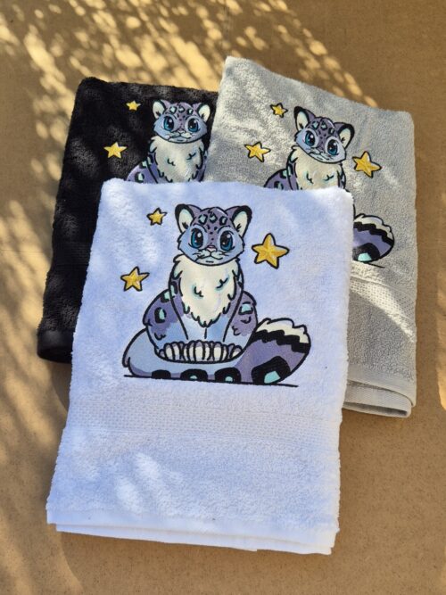 Serviette Brodée - Modèle Léopard